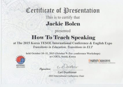 KOTESOL-presenter-certificate-jackie-bolen